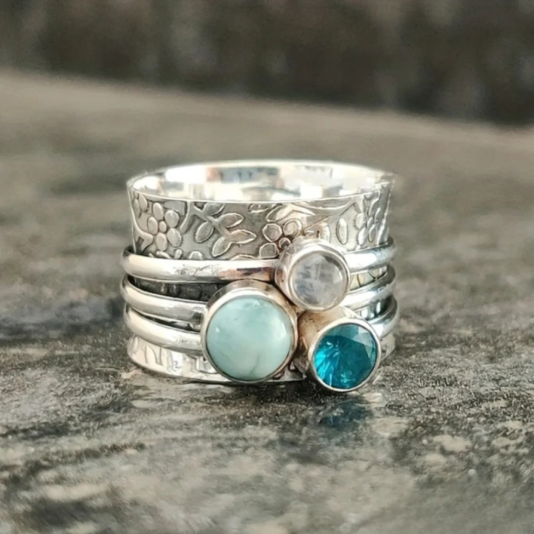 Bague en pierres bleues vintage