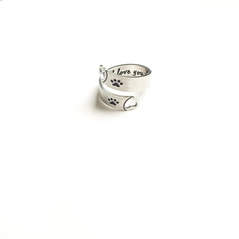 FAYAIE – Bague ajustable avec design de pattes et de cœur en argent