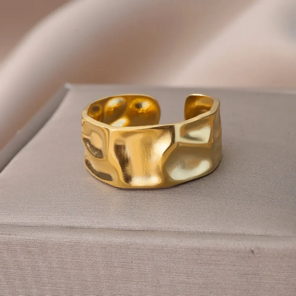 Bague Ajustable Géométrique Irrégulière plaquée or 18K