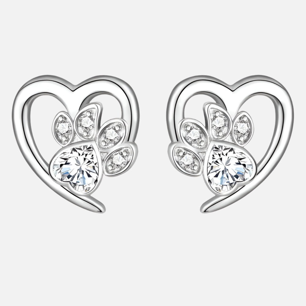 YANI – Boucles d'oreilles en forme de patte de cœur en argent 925