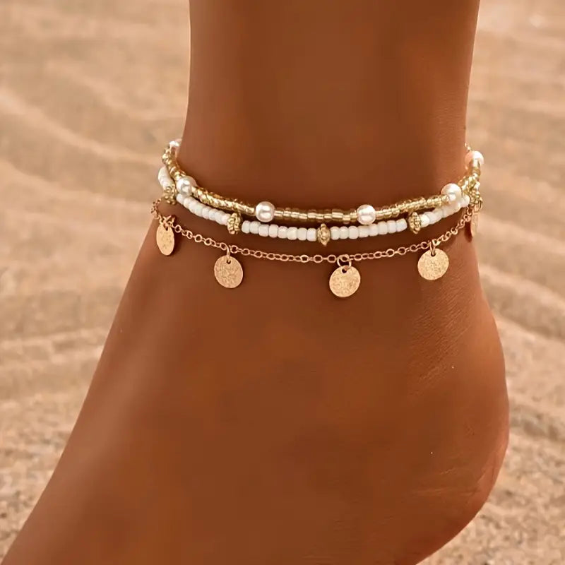 Ensemble de Bracelets de Cheville Coastal Charm | Or