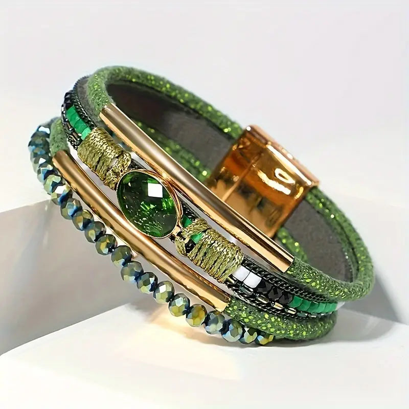 Bracelet Multi-Rang Émeraude