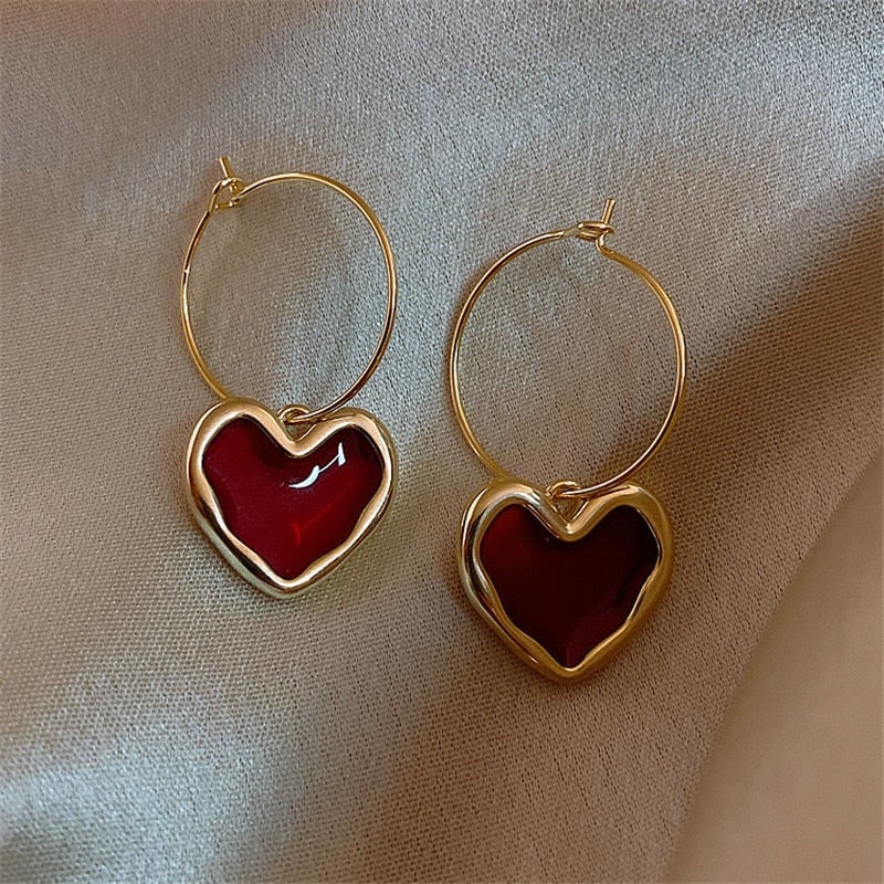 Boucles d'oreilles « cœur rouge »