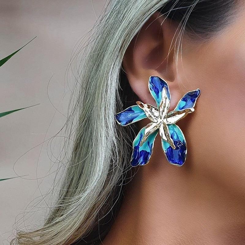 Boucles d'oreilles « Happy Flower » avec des cristaux bleus