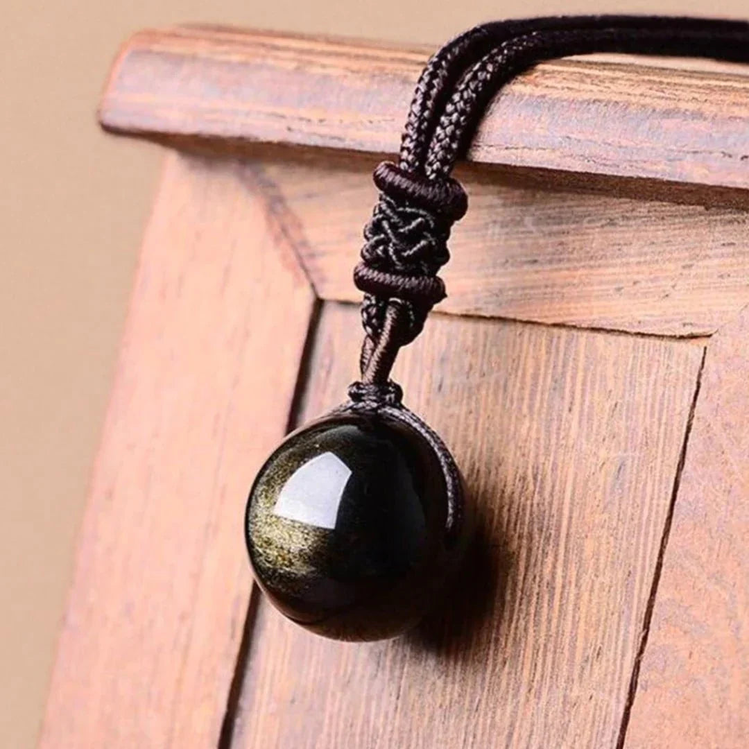 Pendentif en Obsidienne Dorée