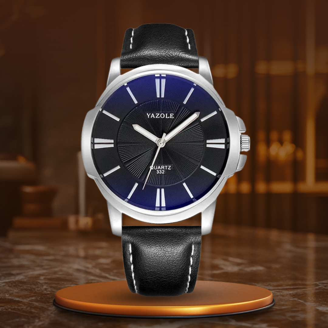 Montre en Cuir en Verre Bleu Luxueux™ - Olsen & Olsen