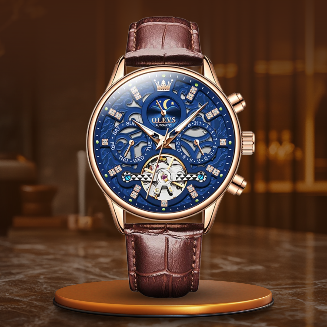 Montre Automatique Mécanique avec Bracelet en Cuir™ - Olsen & Olsen