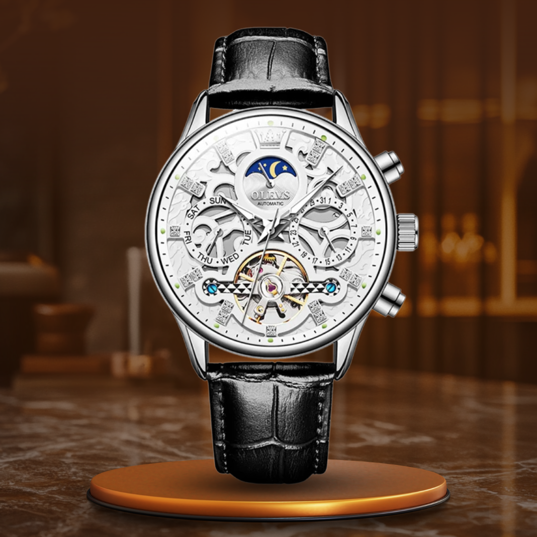 Montre Automatique Mécanique avec Bracelet en Cuir™ - Olsen & Olsen