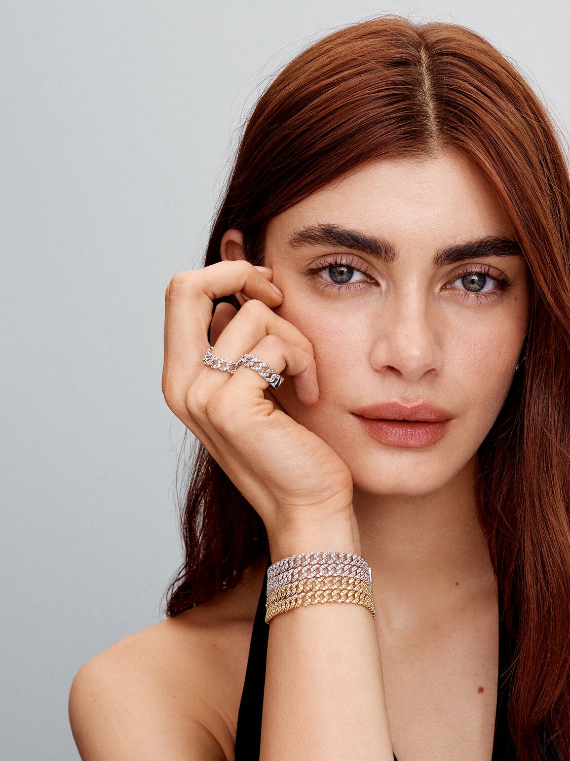 Bracelet Cubain en Moissanite | Or