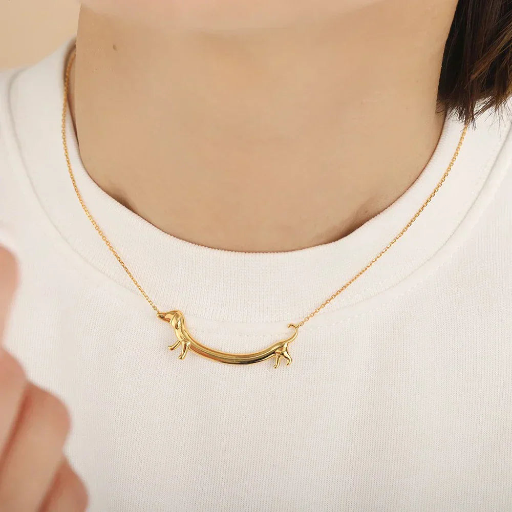 LILOU – Collier Dackel en argent et or