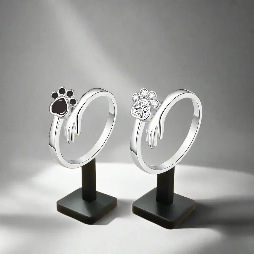 MARA – Bague ajustable en argent 925 avec motif main et patte