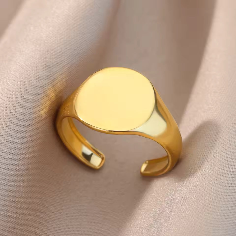 Bague Ajustable Ovale Brillante plaquée or 18K