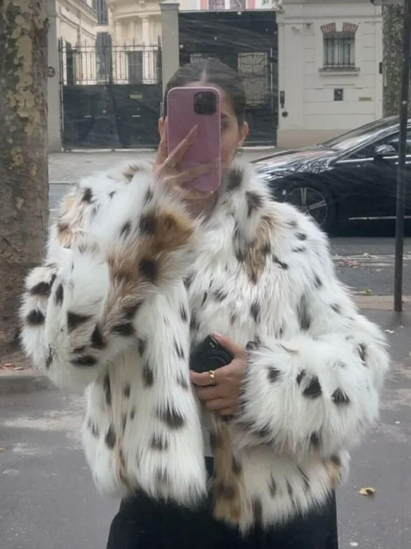 Yani - Veste en Fourrure Imprimé Léopard