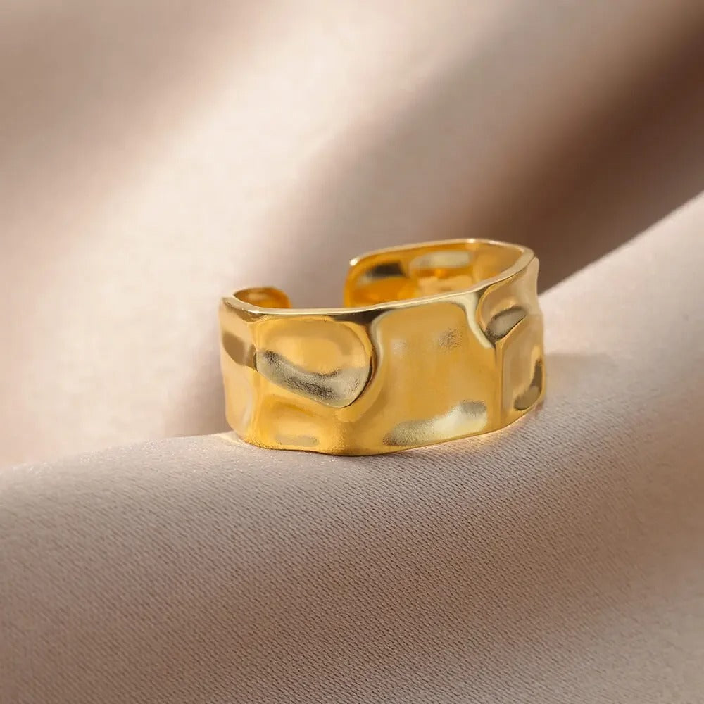 Bague Ajustable Géométrique Irrégulière plaquée or 18K