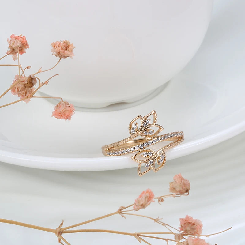 Bague Fleur Double plaquée or 18K