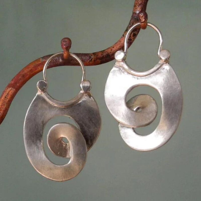 Boucles d'oreilles spirales vintage en argent