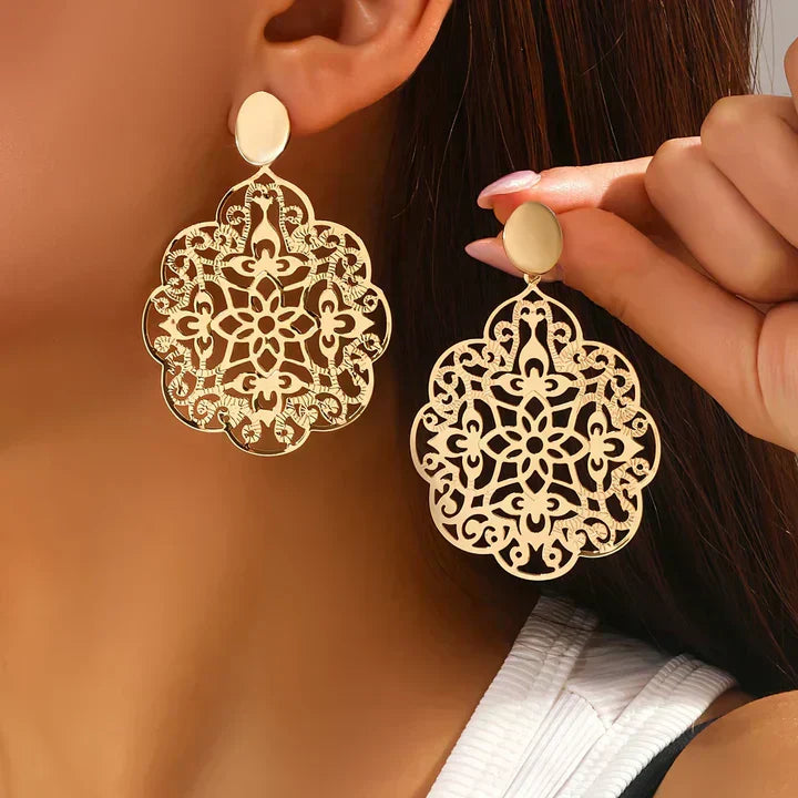 Boucles d'oreilles Mandala ajourées en or pour femme - Elke