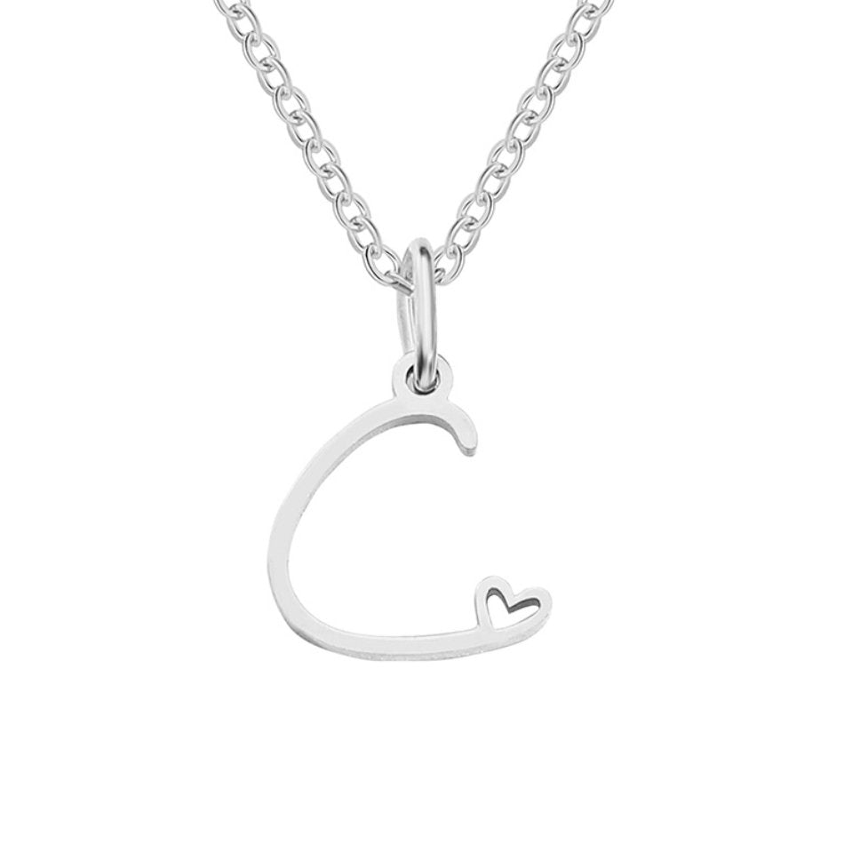 Collier en Cœur avec Lettre en Argent