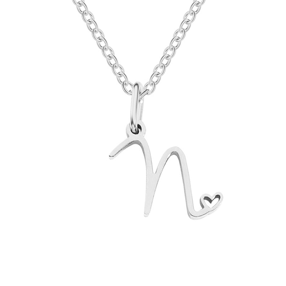 Collier en Cœur avec Lettre en Argent