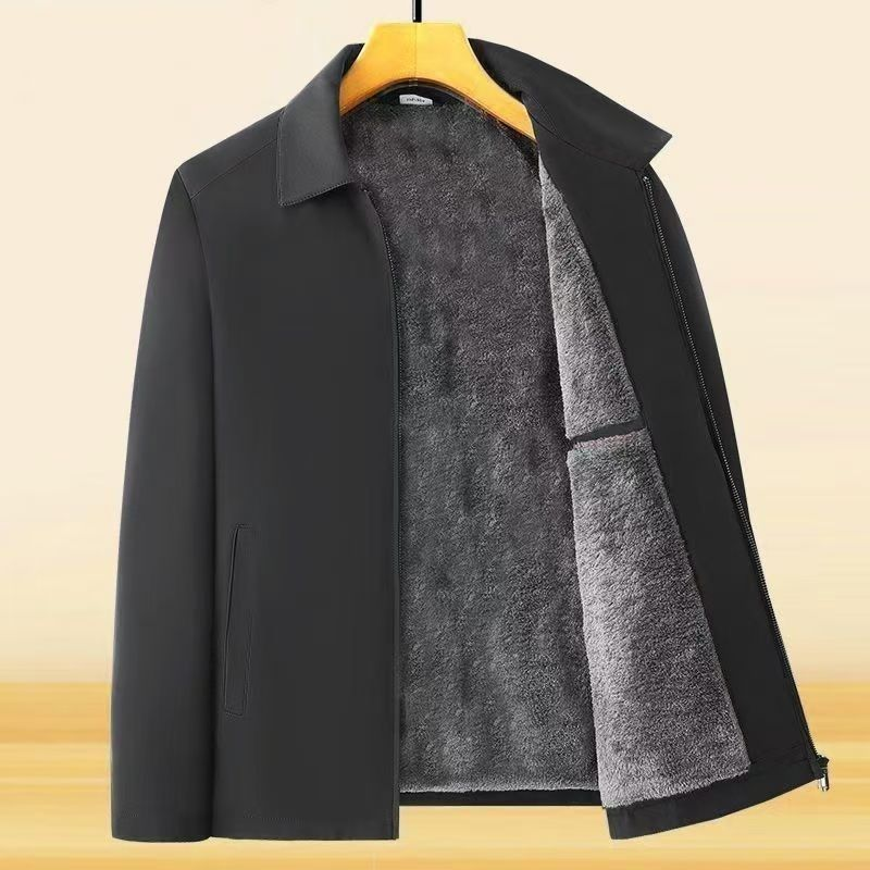 Veste zippée chaude unie pour homme – 💪 Anti-froissement, coupe-vent, imperméable à la pluie et à la neige !