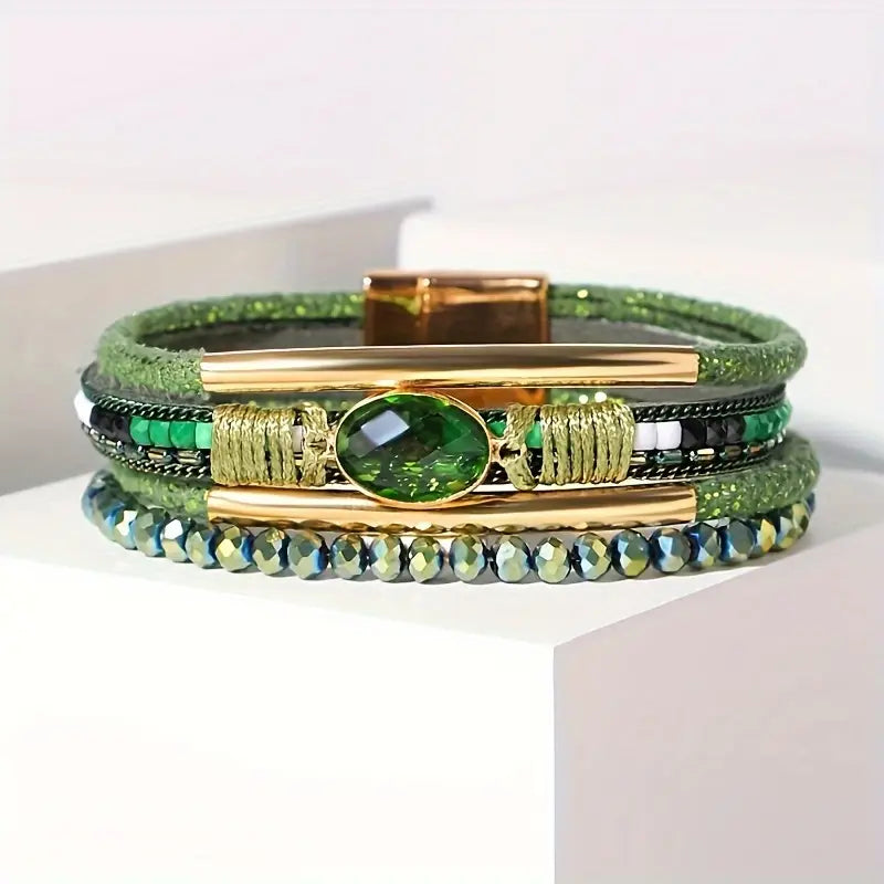 Bracelet Multi-Rang Émeraude