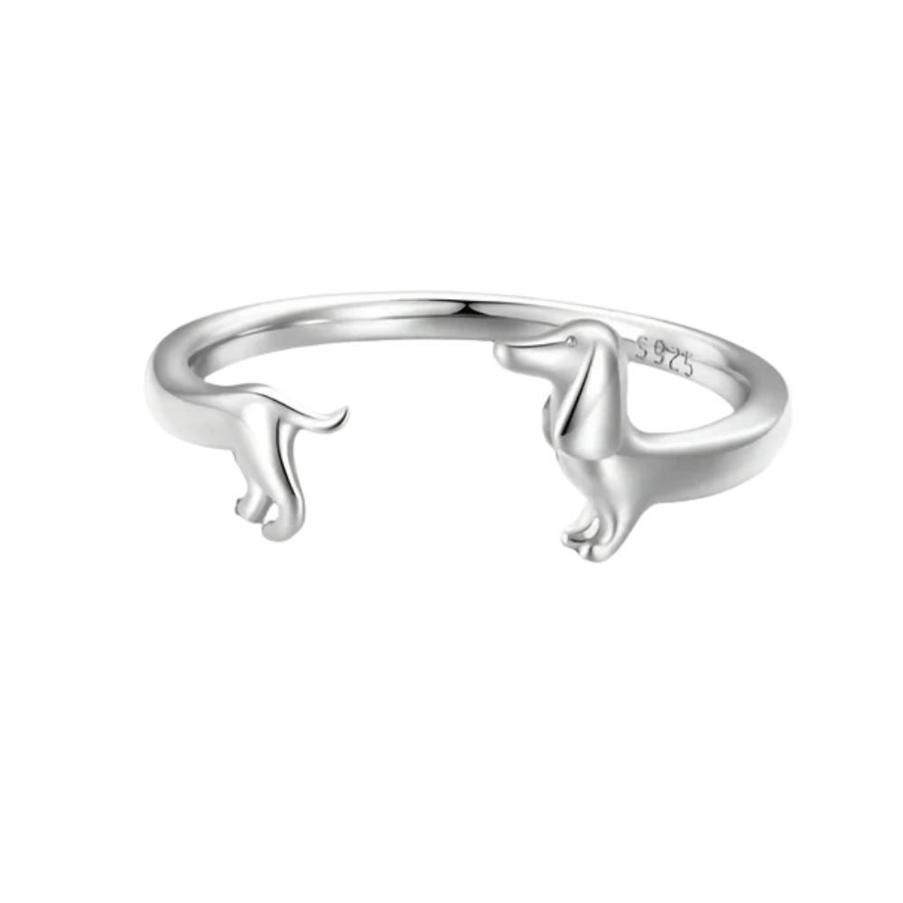 PEPI – Bague ajustable argentée et dorée enroulée en forme de teckel