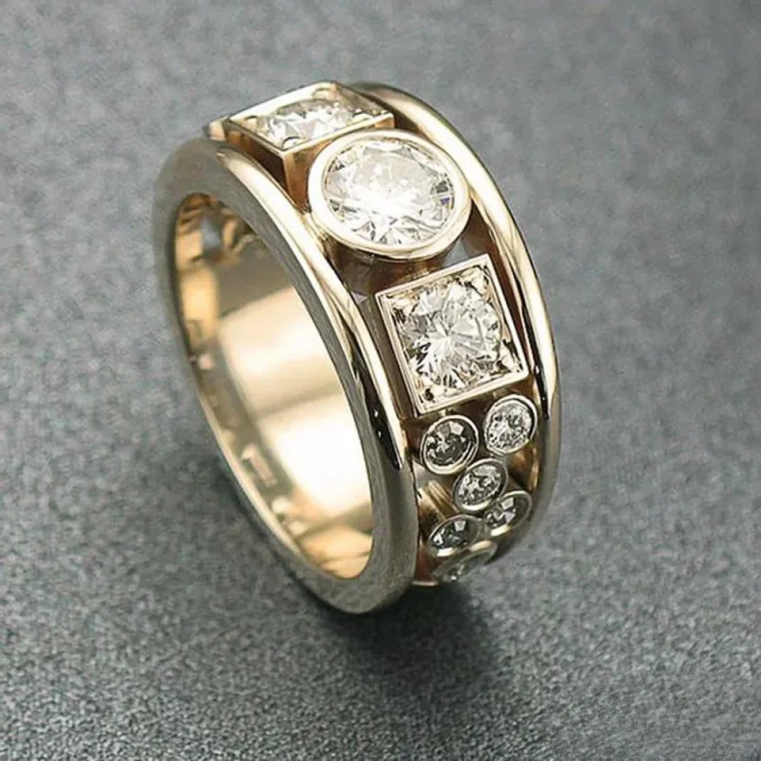 Bague vintage en zirconium doré