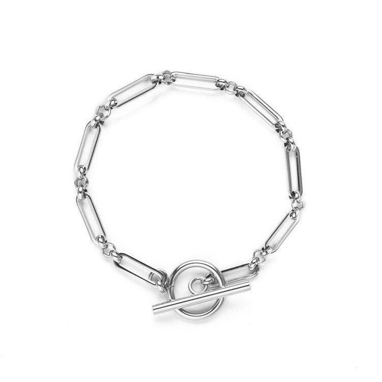 Bracelet Link T-Bar | Or blanc