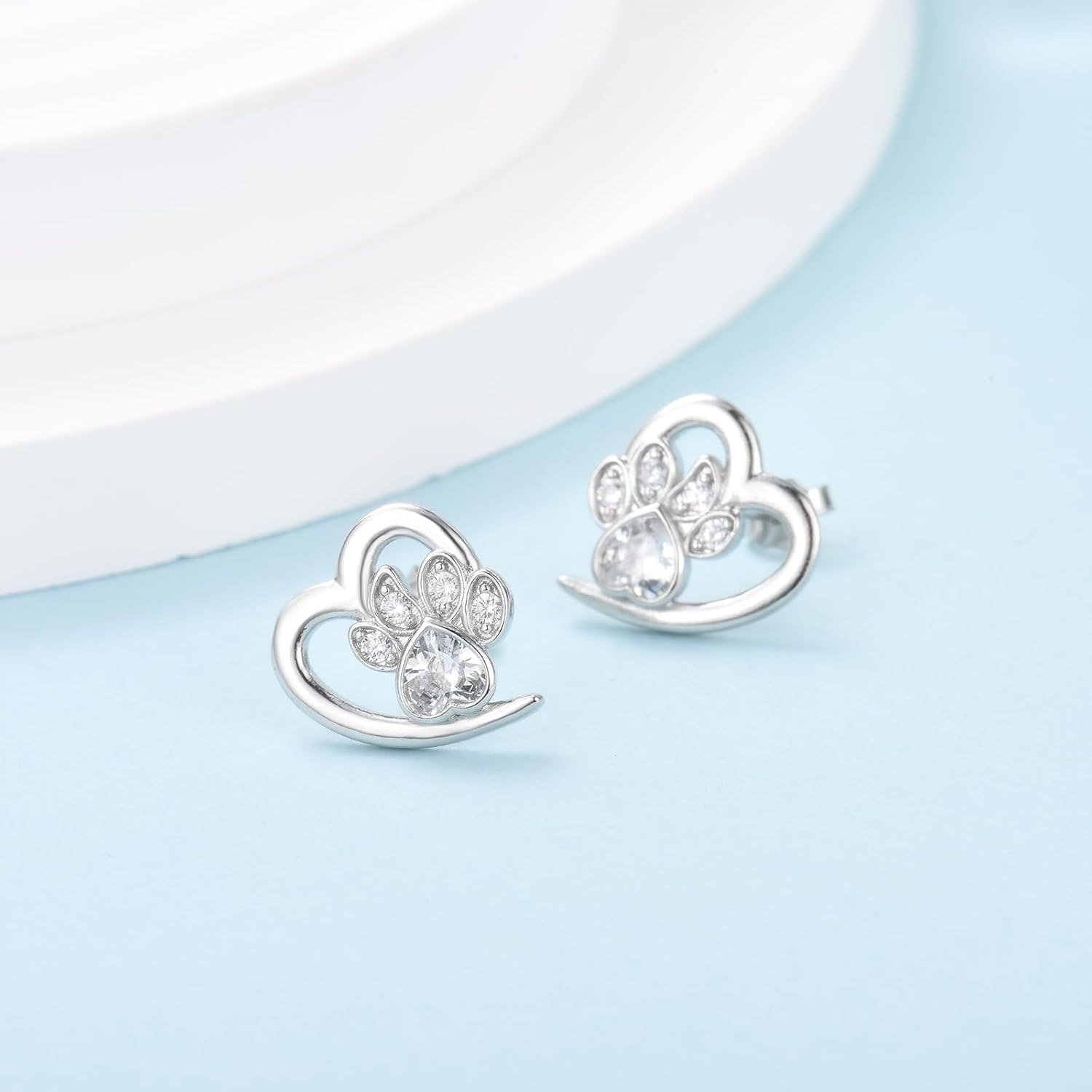 YANI – Boucles d'oreilles en forme de patte de cœur en argent 925