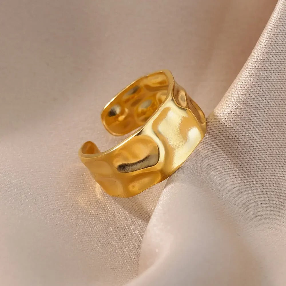 Bague Ajustable Géométrique Irrégulière plaquée or 18K