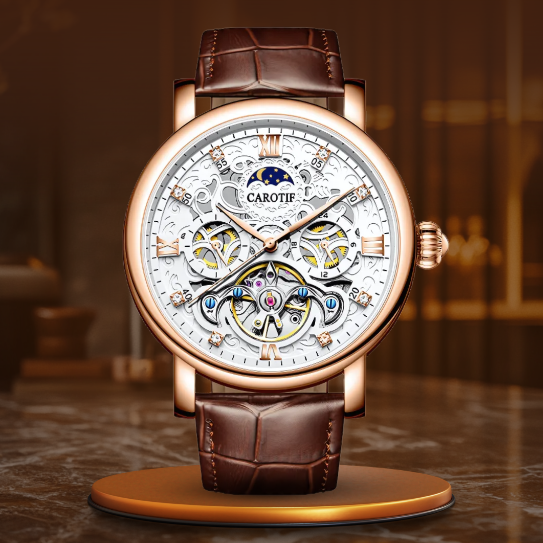 MONTRE AUTOMATIQUE MÉCANIQUE EN CUIR D'AFFAIRES™ - Olsen & Olsen