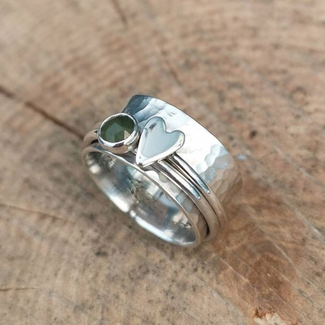 Bague Vintage en argent en forme de coeur
