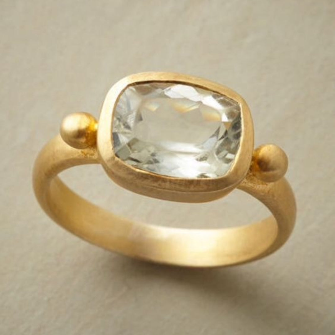 Bague vintage Goldring avec cristal blanc