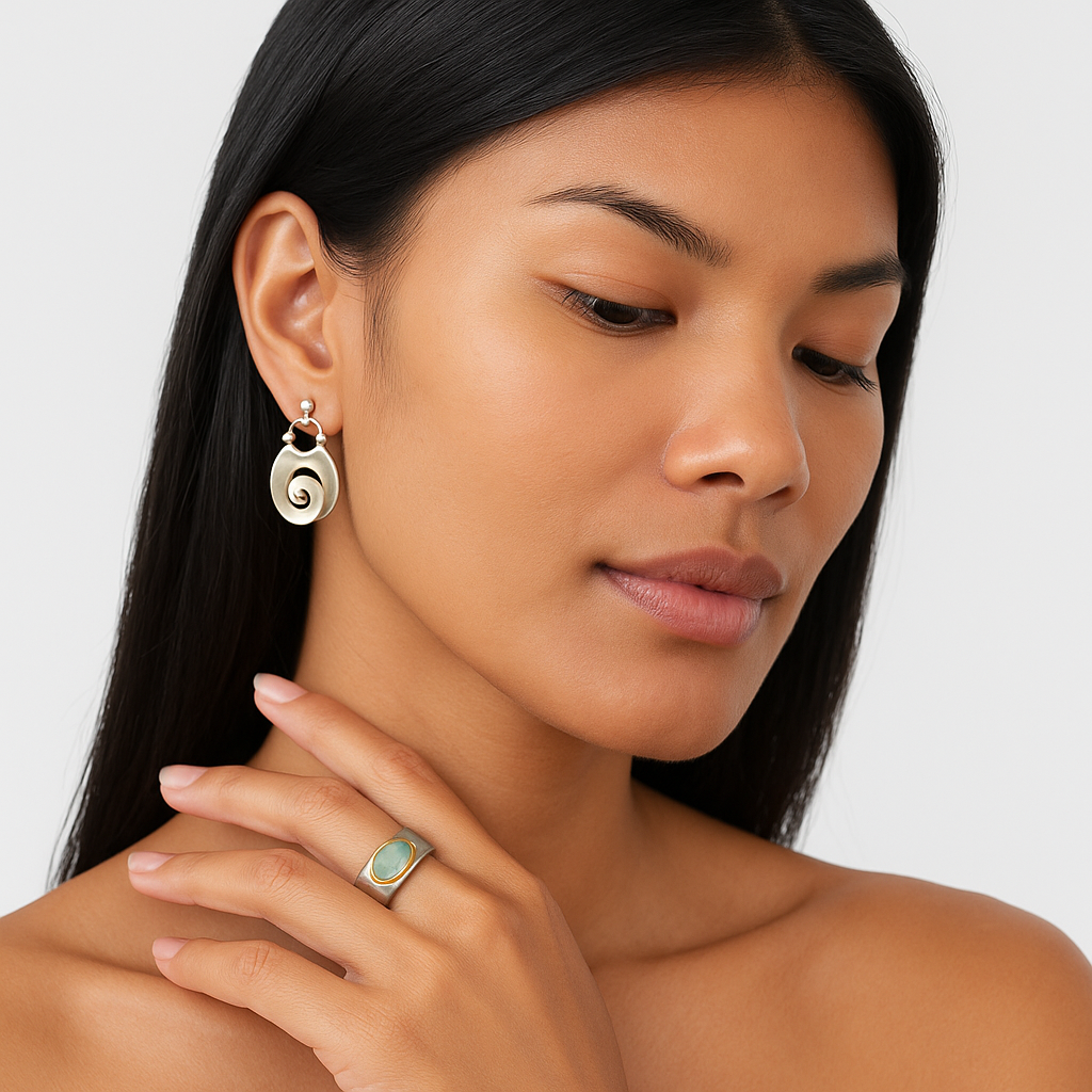 Boucles d'oreilles spirales vintage en argent