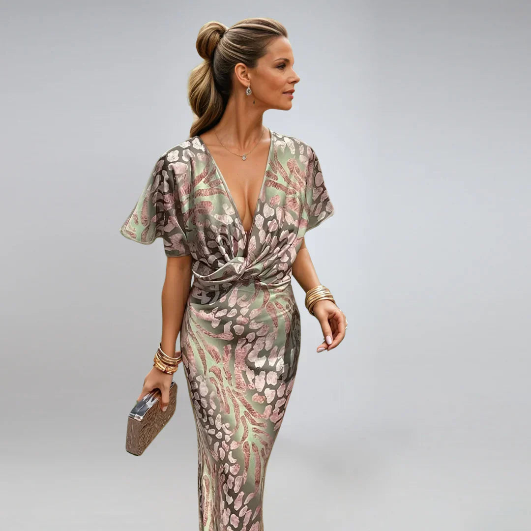 Kelsey - Robe Maxi à Décolleté en V et Détails Torsadés