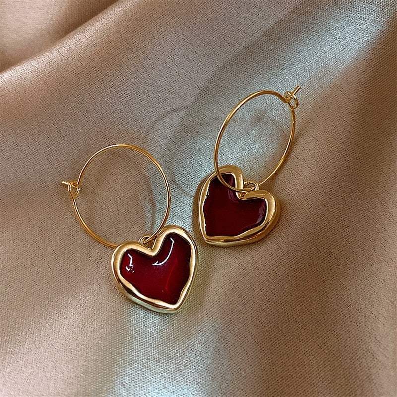 Boucles d'oreilles « cœur rouge »