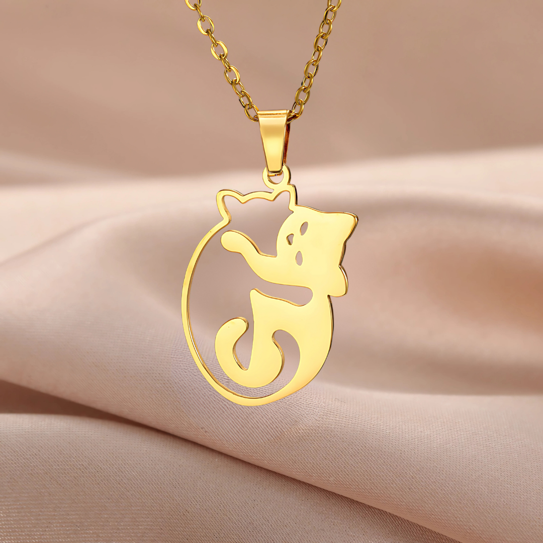 Collier Chat Câlin Finition Or Argent - Un Souvenir Durable