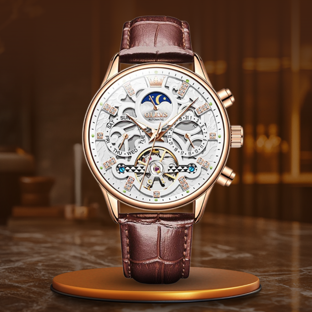 Montre Automatique Mécanique avec Bracelet en Cuir™ - Olsen & Olsen