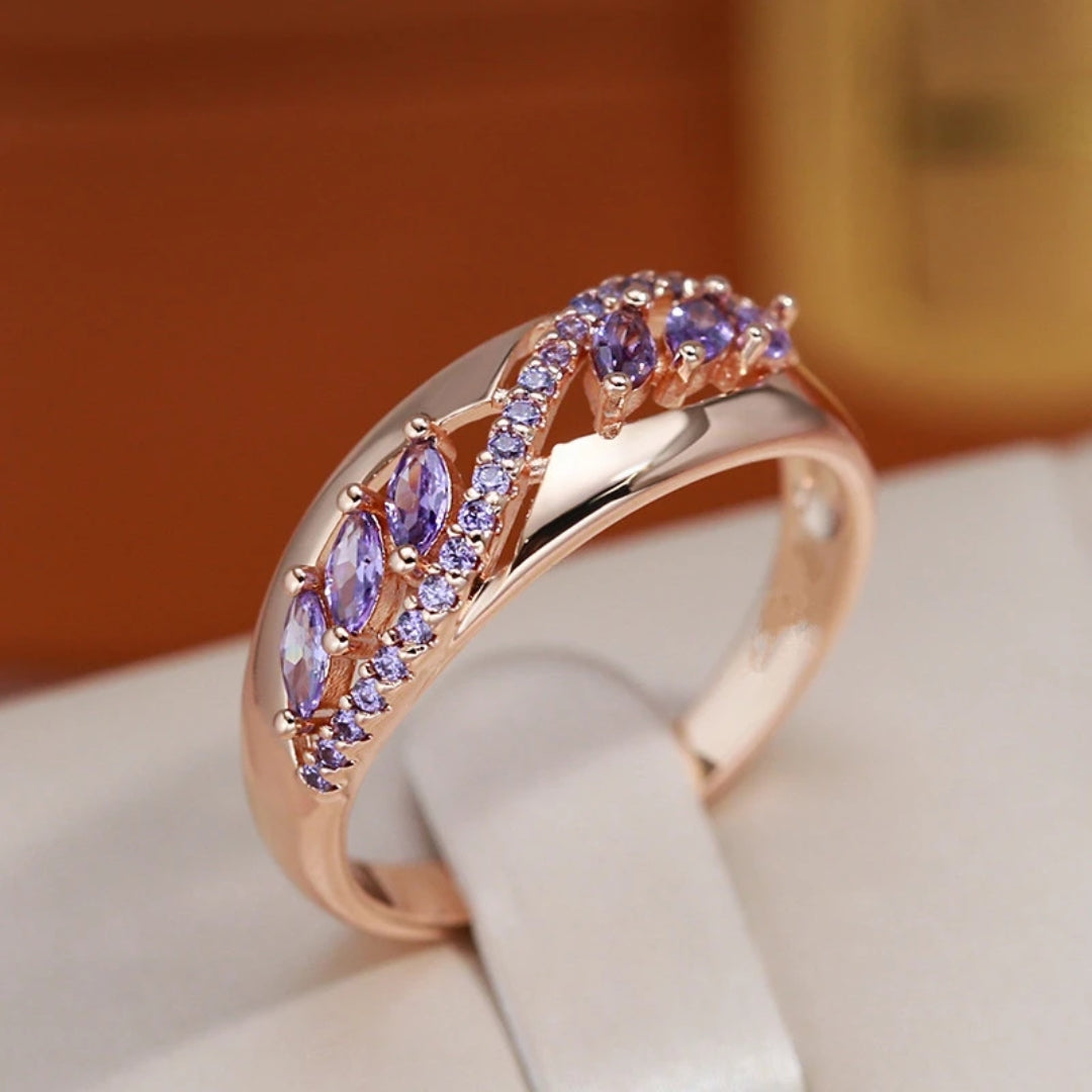 Bague en or en cristal creux violet