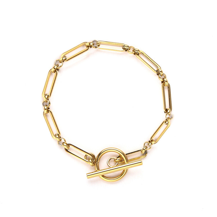 Bracelet Link T-Bar | Or blanc