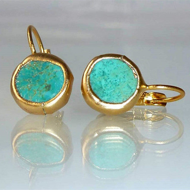 Boucles d'Oreilles en Or Vintage avec Turquoise
