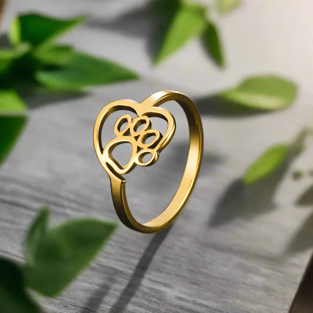 Goldton-Pfote & Herzring-Or et argent pour les amoureux des animaux - BECKKY