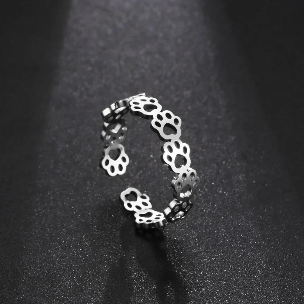 OVA – Bague empreinte de patte ajustable en argent et or