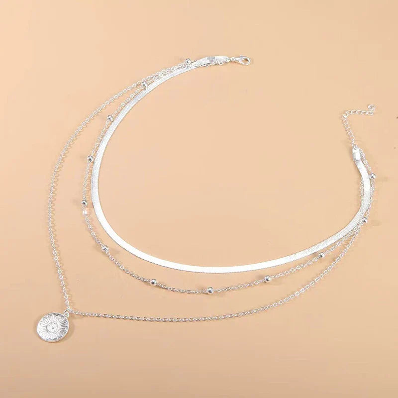 Collier Argenté Tendance Trois Couches