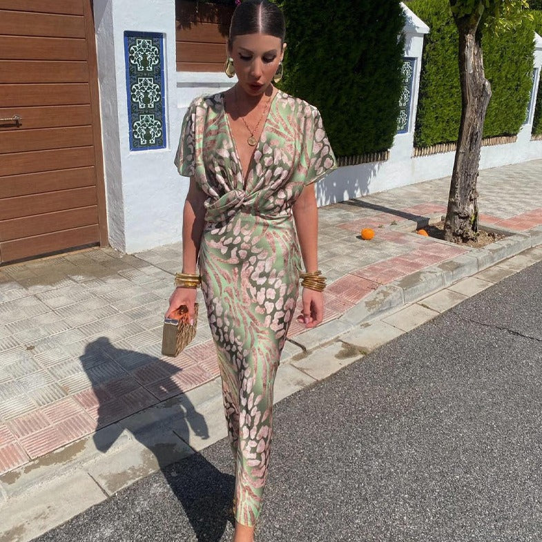 Kelsey - Robe Maxi à Décolleté en V et Détails Torsadés