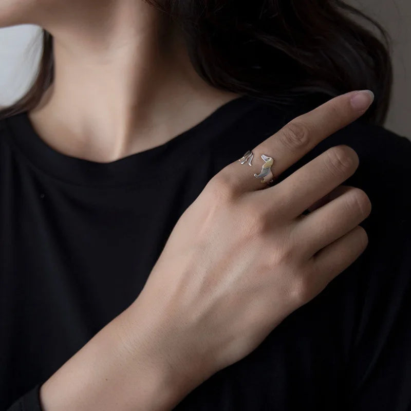 REYA – Bague Dackel réglable en argent 925