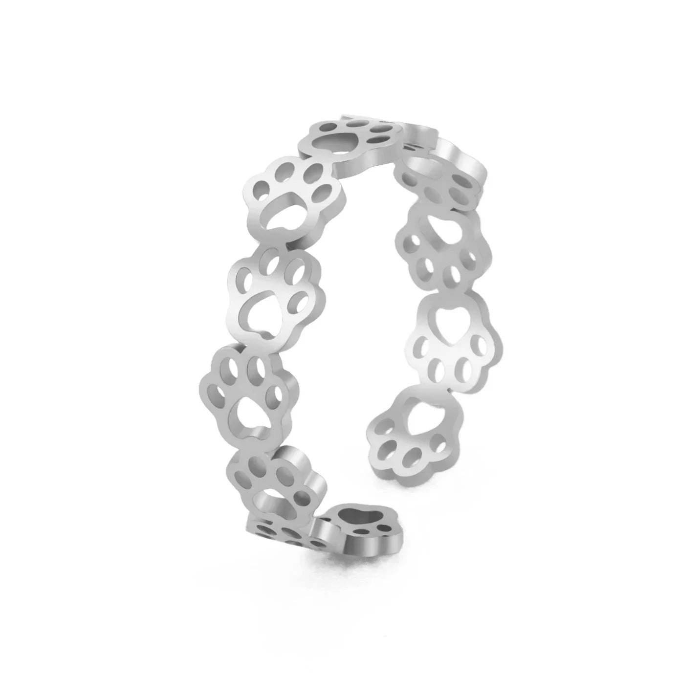 OVA – Bague empreinte de patte ajustable en argent et or