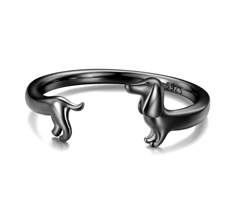 PEPI – Bague ajustable argentée et dorée enroulée en forme de teckel