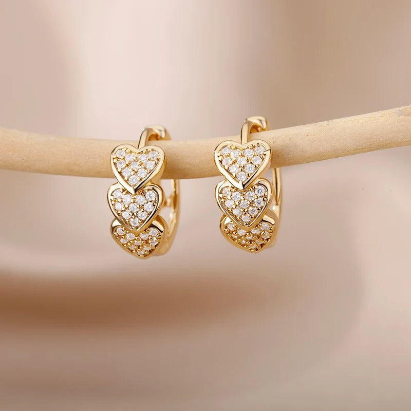 Boucles d’oreilles Cœur plaquées or 18K avec zircon