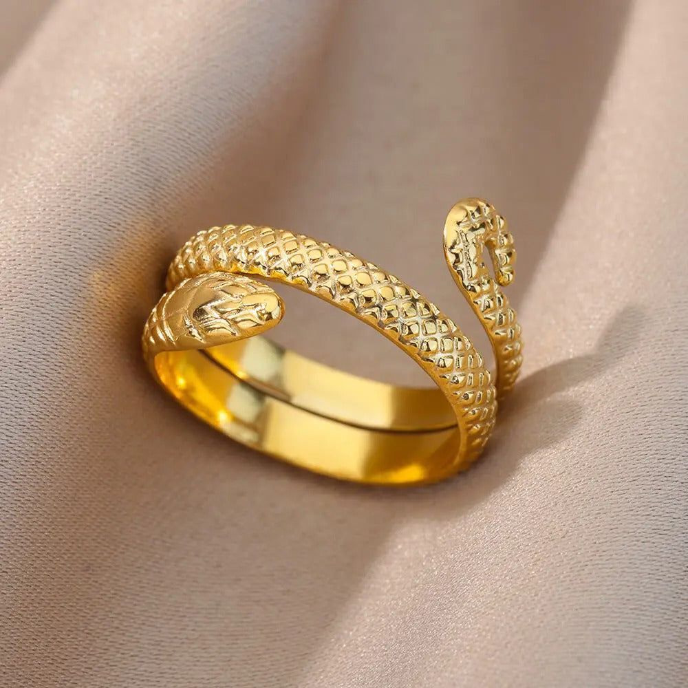 Bague Ajustable Serpent plaquée or 18K